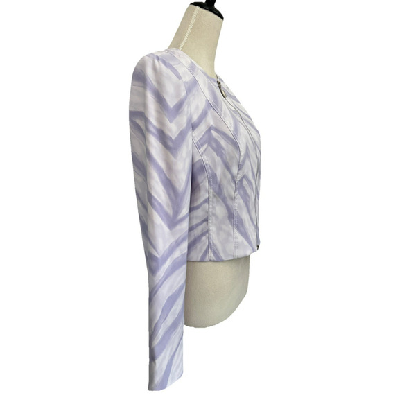 Alberto Makali x Cache Jacket Womens Size 8 Purple Abstract Cropped Zip Closure - Picture 2 of 11